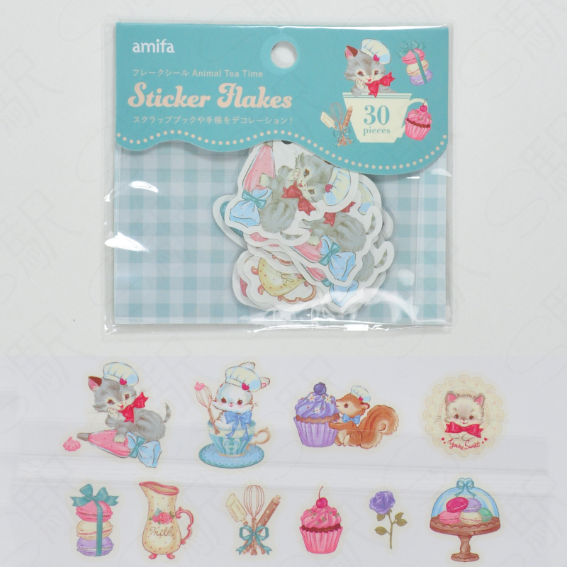 Amifa Co. Ltd Flake Seals - Animal Tea Time Light Blue